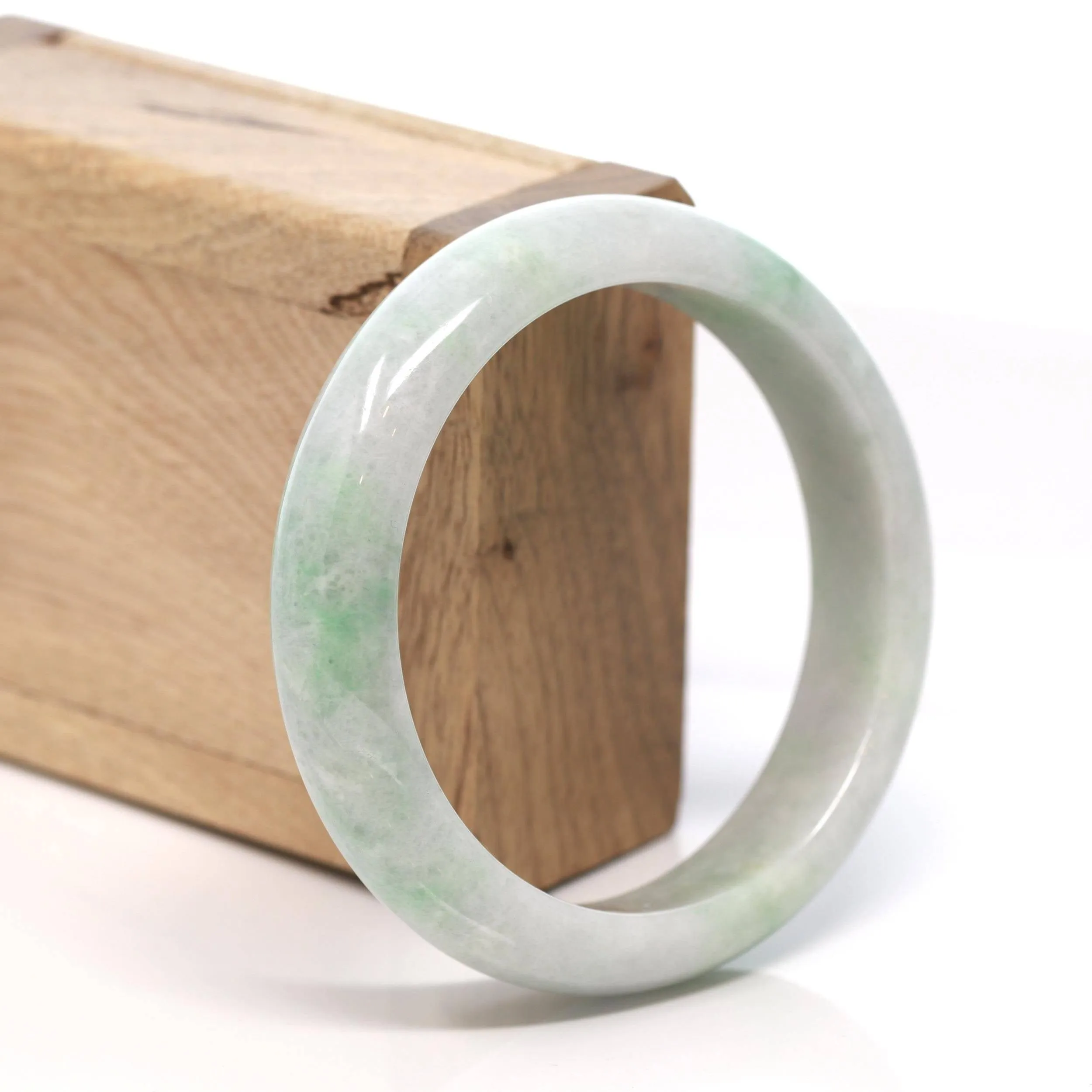 Baikalla™ "Classic Bangle" Genuine Burmese Green Jadeite Jade Bangle Bracelet (58.4 mm) #155