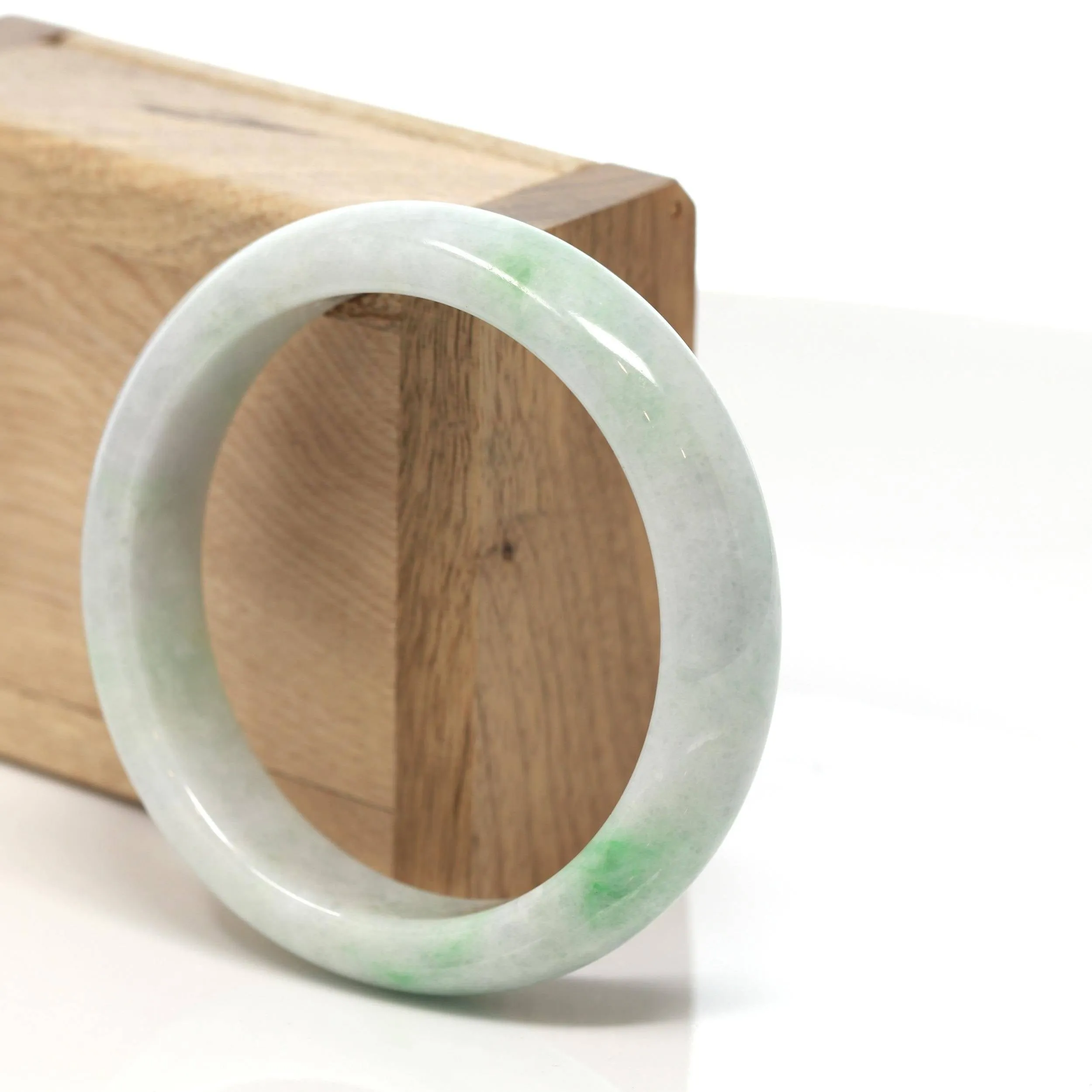Baikalla™ "Classic Bangle" Genuine Burmese Green Jadeite Jade Bangle Bracelet (58.4 mm) #155