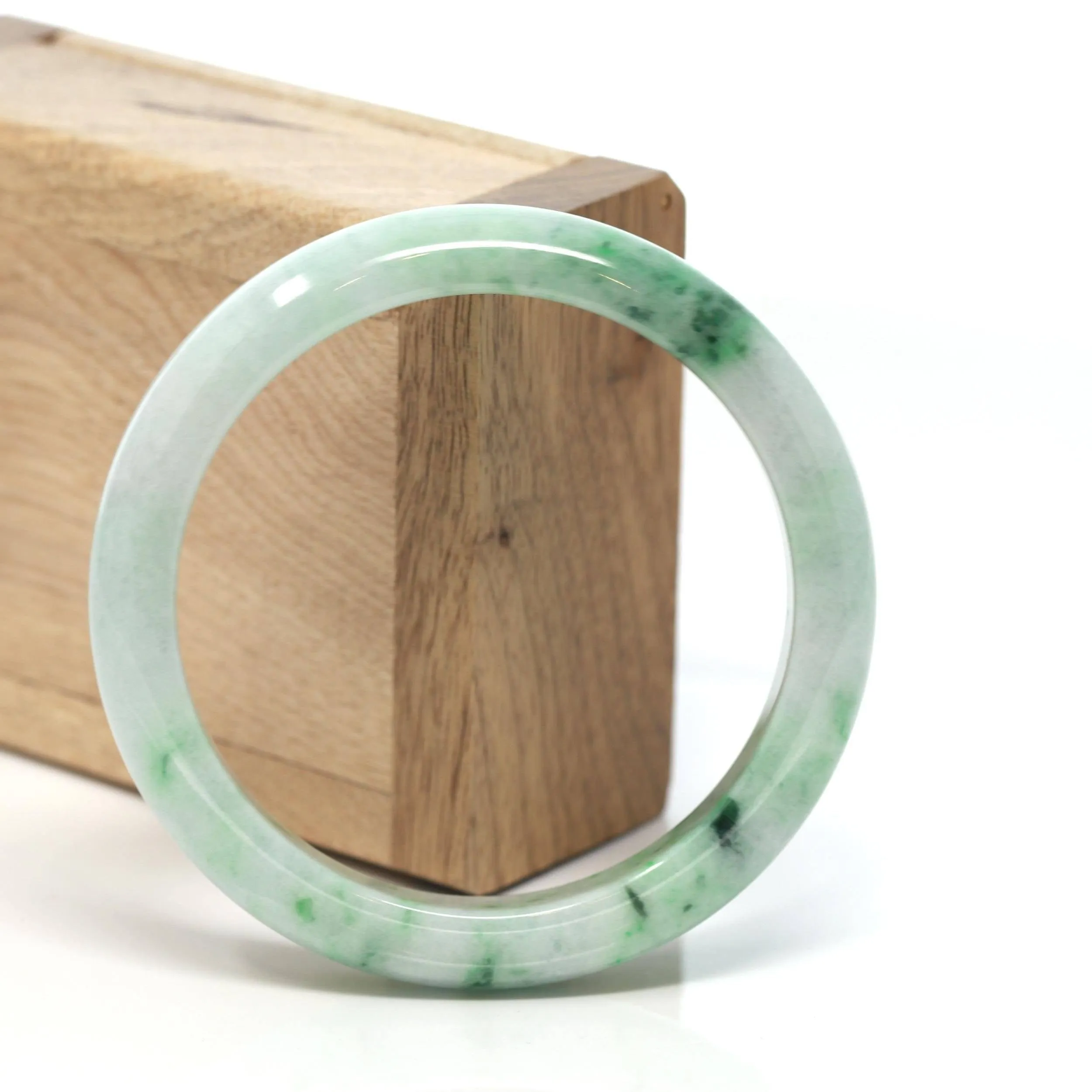 Baikalla™ "Classic Bangle" Genuine Burmese Green Jadeite Jade Bangle Bracelet (58.4 mm) #168