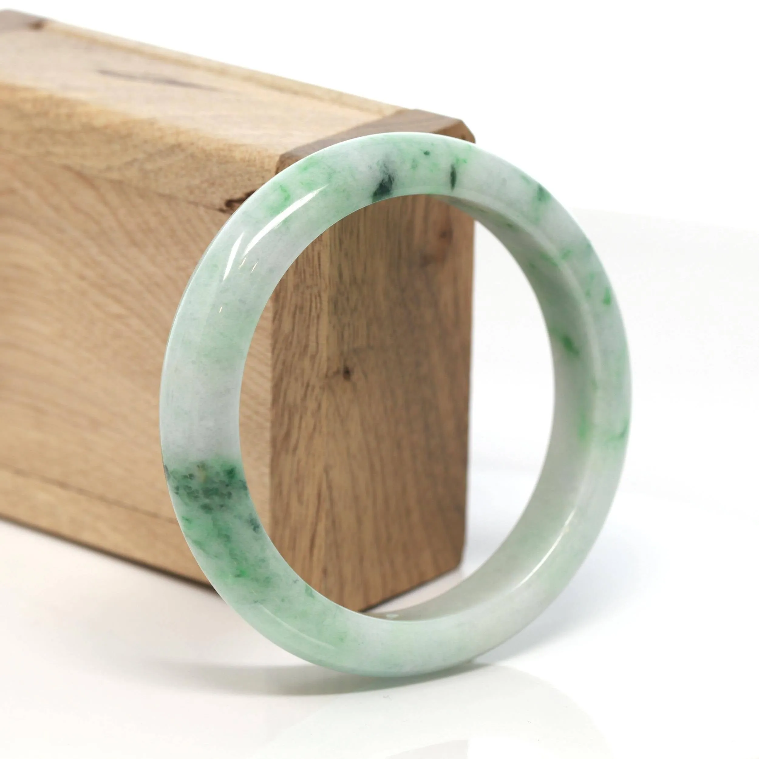 Baikalla™ "Classic Bangle" Genuine Burmese Green Jadeite Jade Bangle Bracelet (58.4 mm) #168