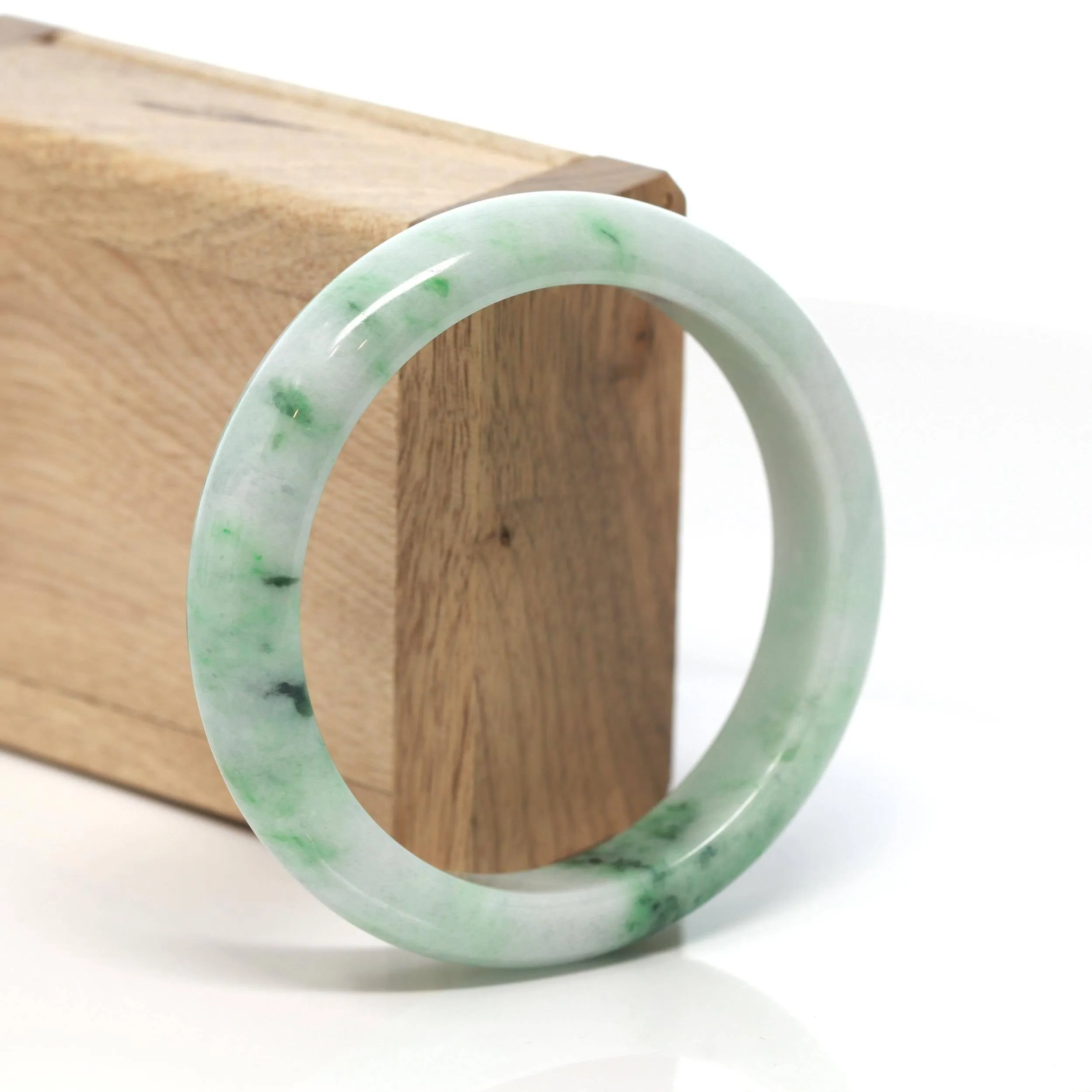 Baikalla™ "Classic Bangle" Genuine Burmese Green Jadeite Jade Bangle Bracelet (58.4 mm) #168
