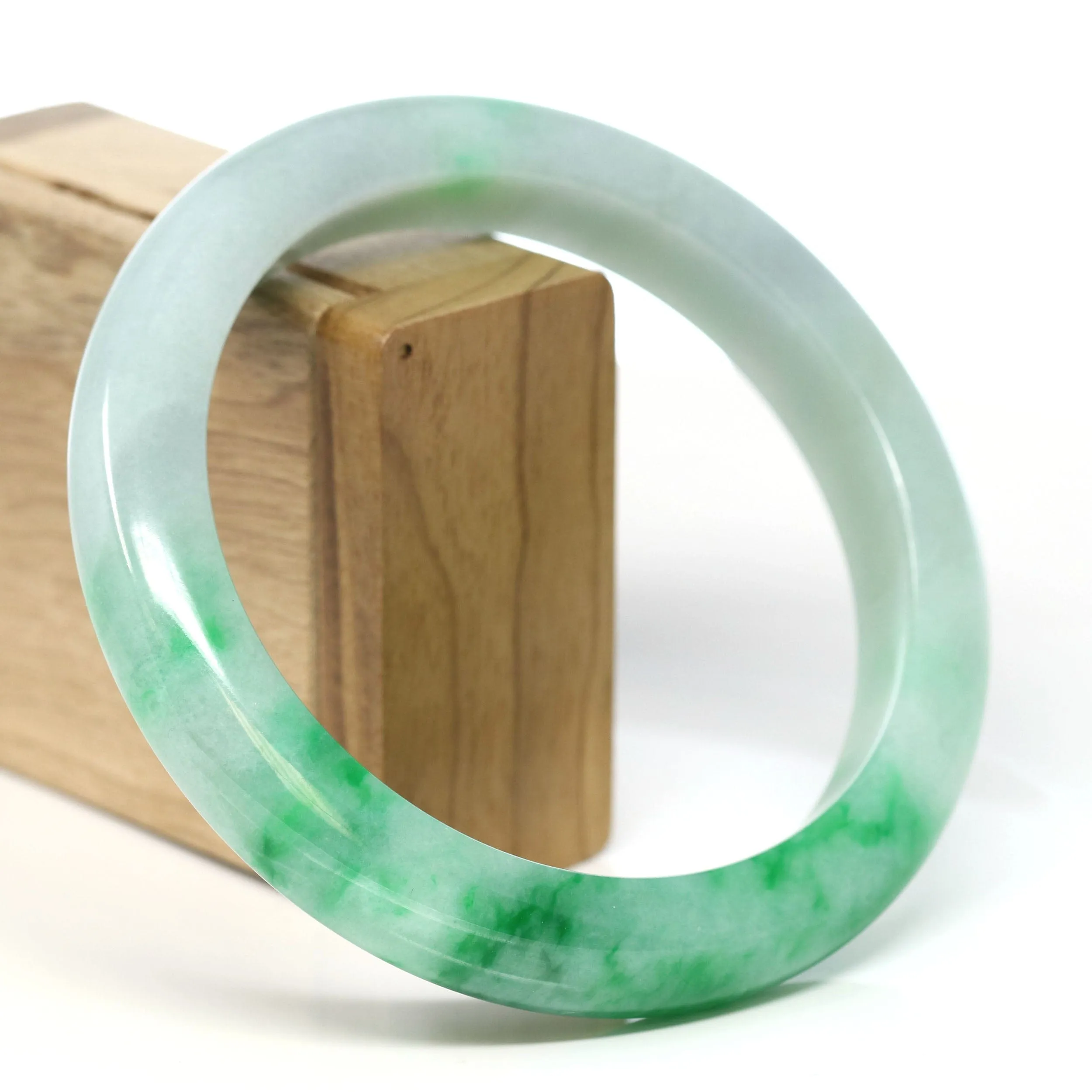 Baikalla™ "Classic Bangle" Genuine Jadeite Jade Green Bangle Bracelet ( 80.59mm)#T271