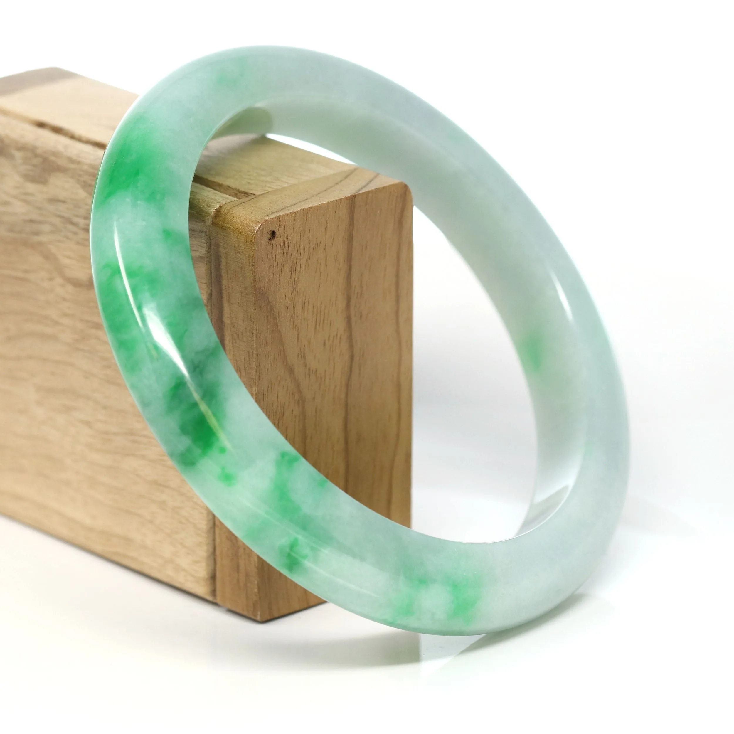 Baikalla™ "Classic Bangle" Genuine Jadeite Jade Green Bangle Bracelet ( 80.59mm)#T271