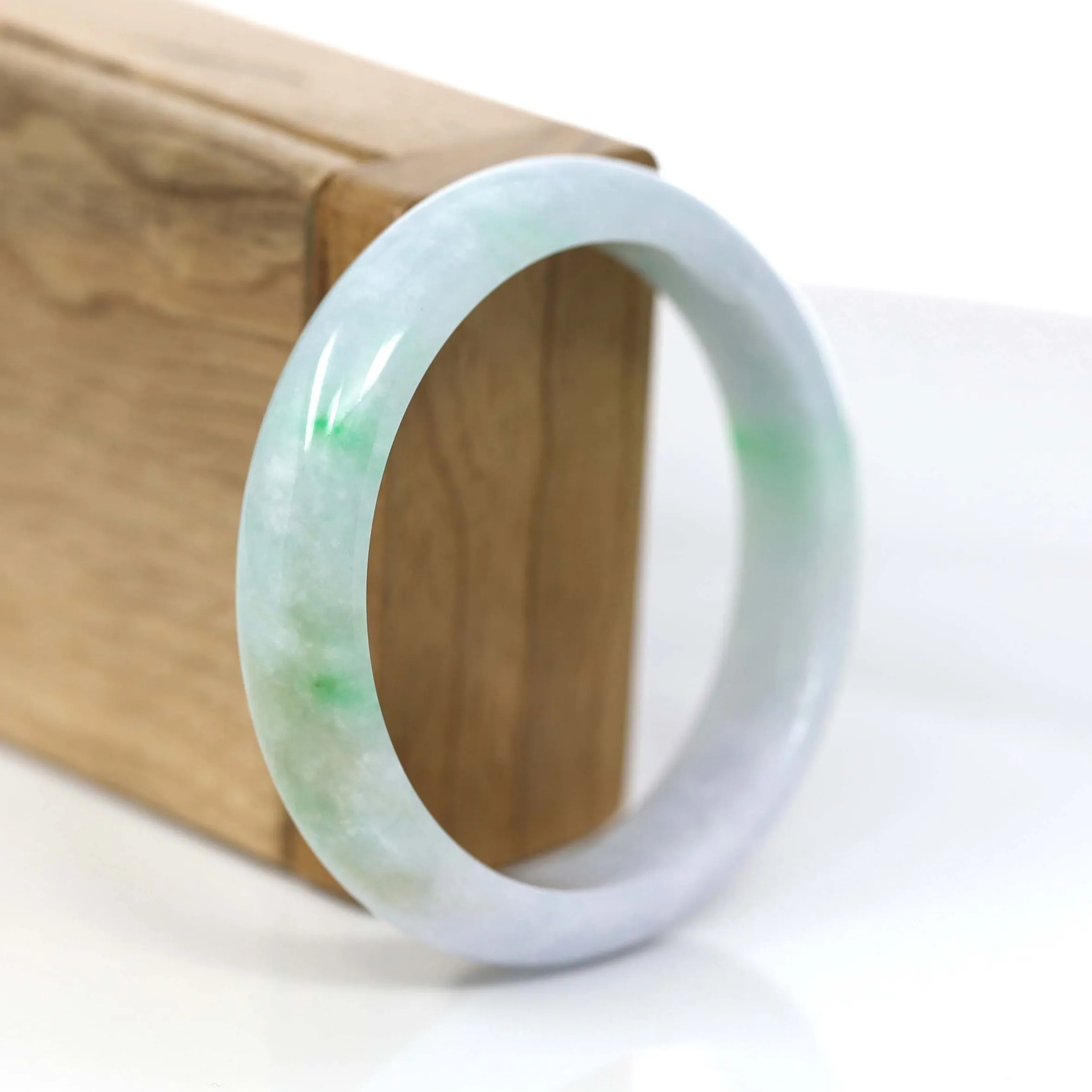 Baikalla™ "Classic Bangle" Genuine Jadeite Jade Lavender & Green Bangle Bracelet (56.83mm)#371