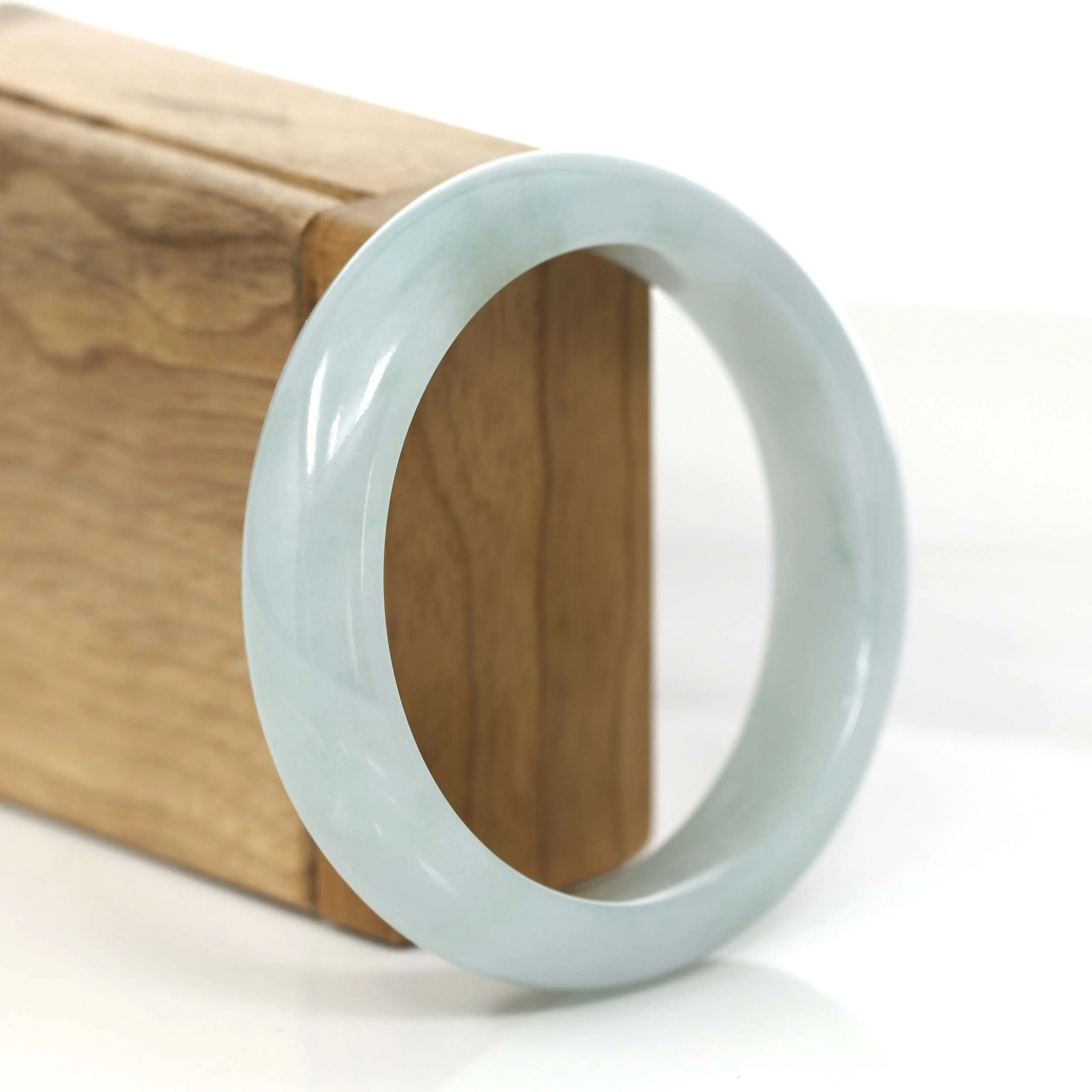 Baikalla "Princess Half Round" Blue-Green Natural Burmese Jadeite Jade Bangle (57.17 mm) #764