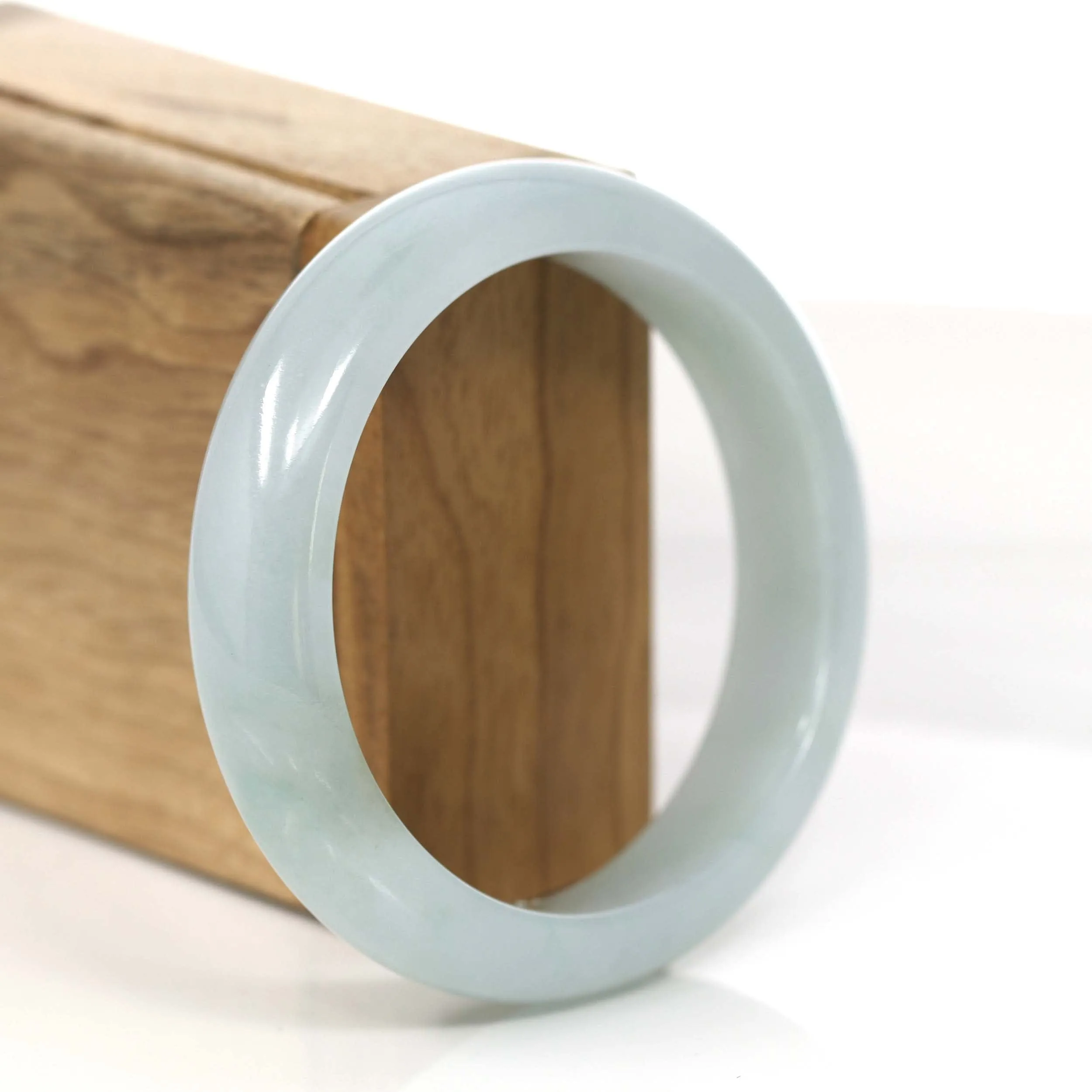 Baikalla "Princess Half Round" Blue-Green Natural Burmese Jadeite Jade Bangle (57.17 mm) #764