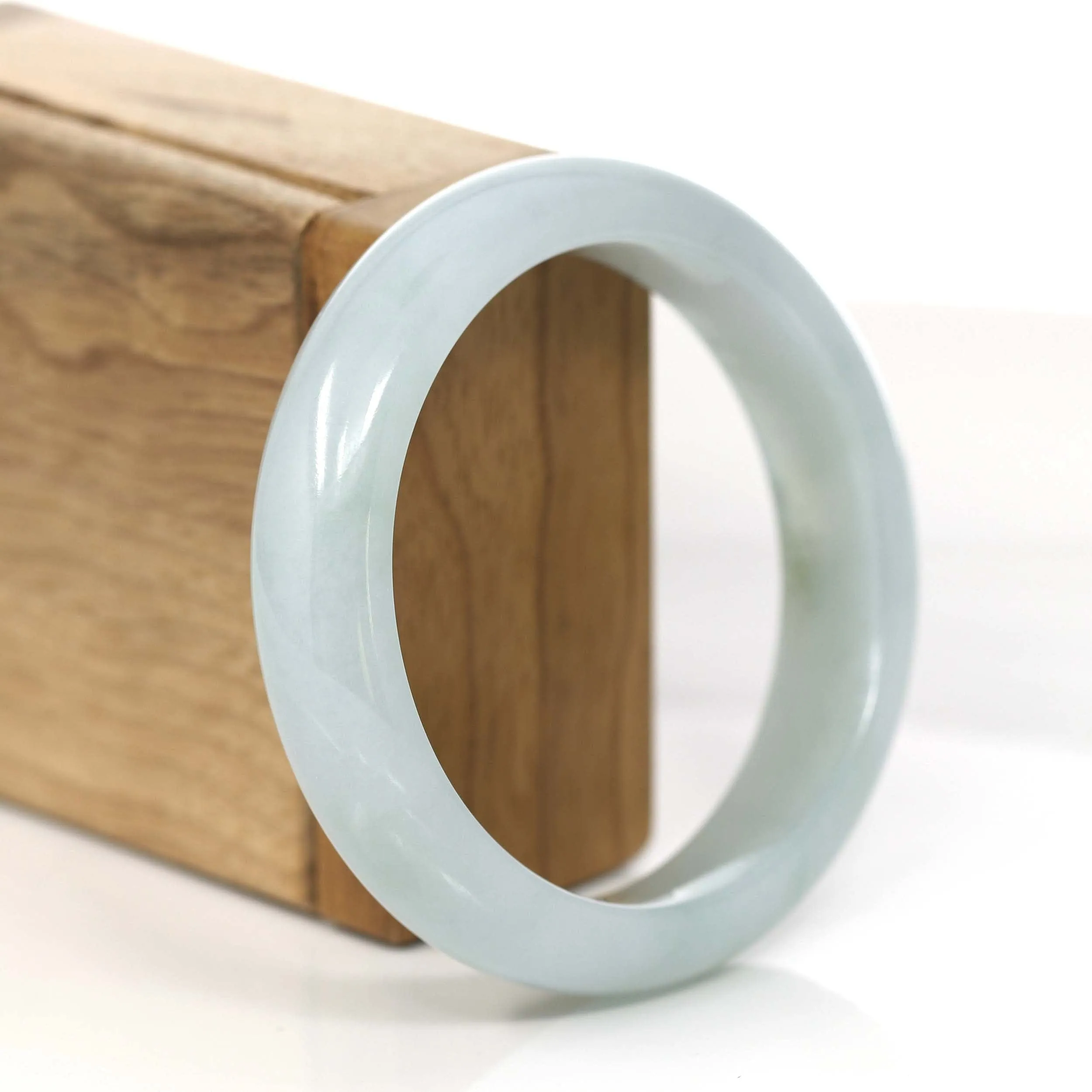 Baikalla "Princess Half Round" Blue-Green Natural Burmese Jadeite Jade Bangle (57.17 mm) #764