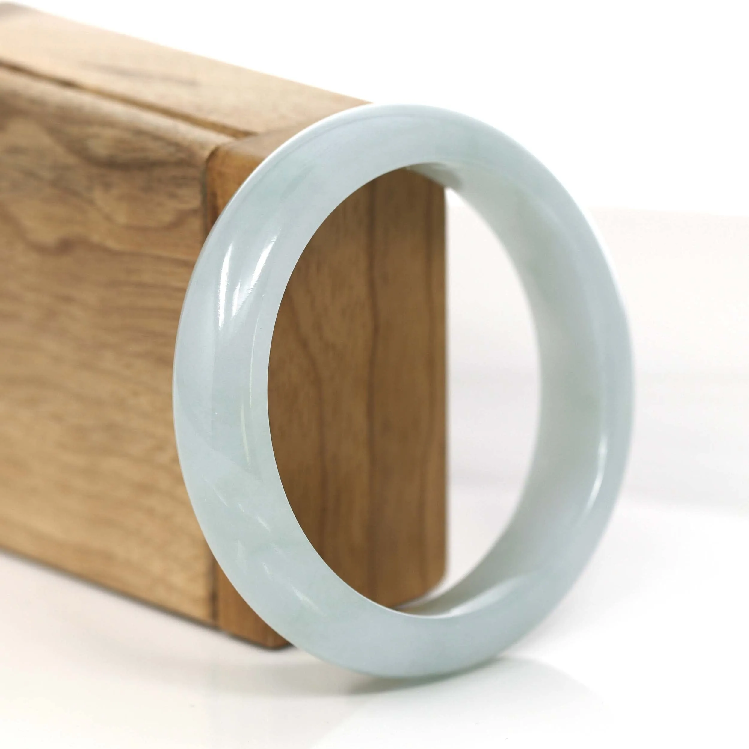 Baikalla "Princess Half Round" Blue-Green Natural Burmese Jadeite Jade Bangle (57.17 mm) #764