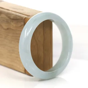 Baikalla "Princess Half Round" Blue-Green Natural Burmese Jadeite Jade Bangle (57.17 mm) #764
