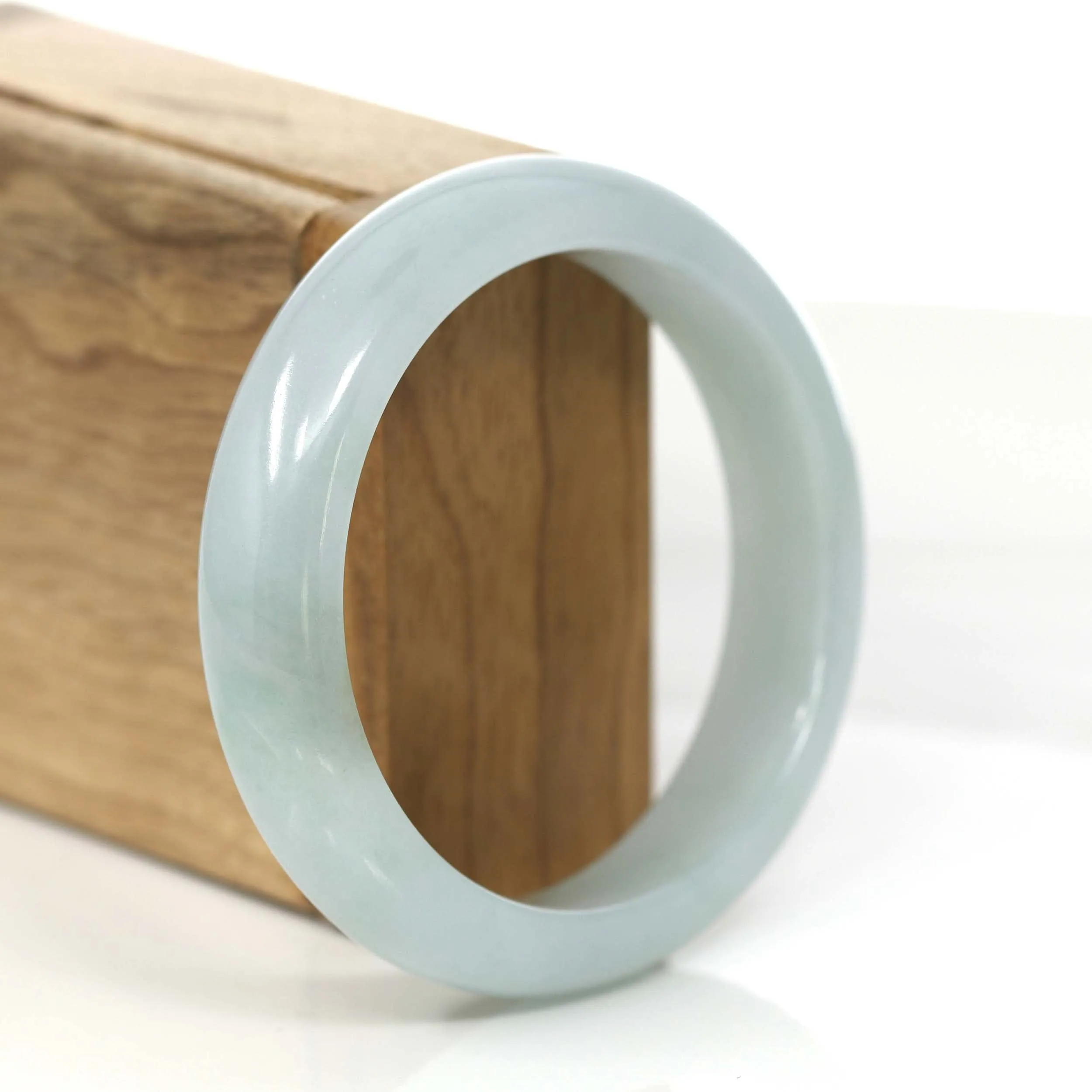 Baikalla "Princess Half Round" Blue-Green Natural Burmese Jadeite Jade Bangle (57.17 mm) #764