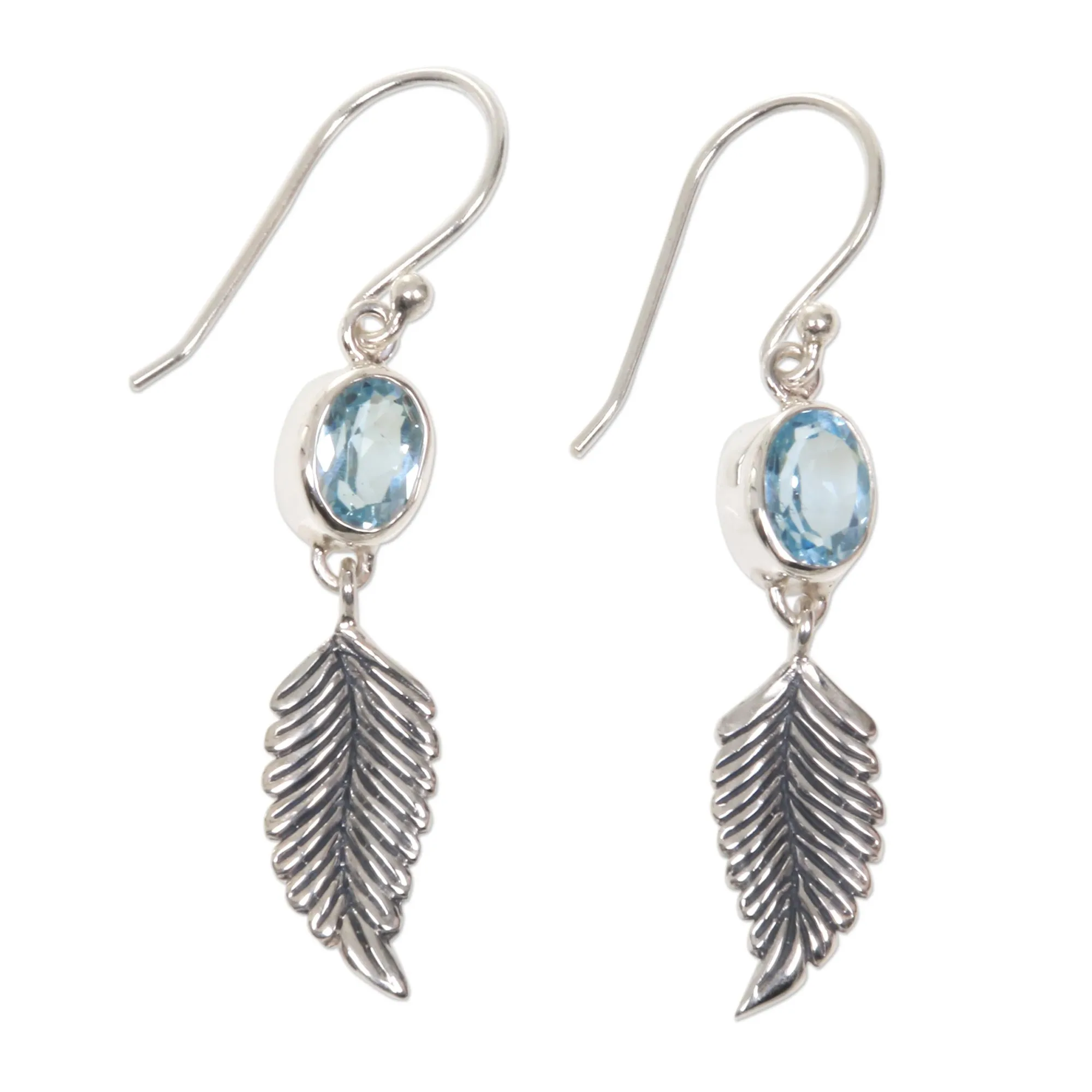 Balinese Silver Dangle Earrings with Blue Topaz - Passionate Hope | NOVICA