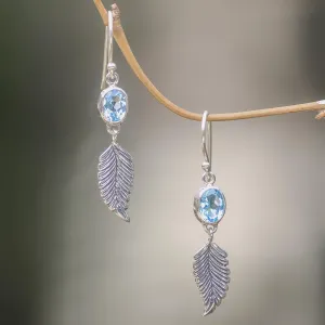 Balinese Silver Dangle Earrings with Blue Topaz - Passionate Hope | NOVICA