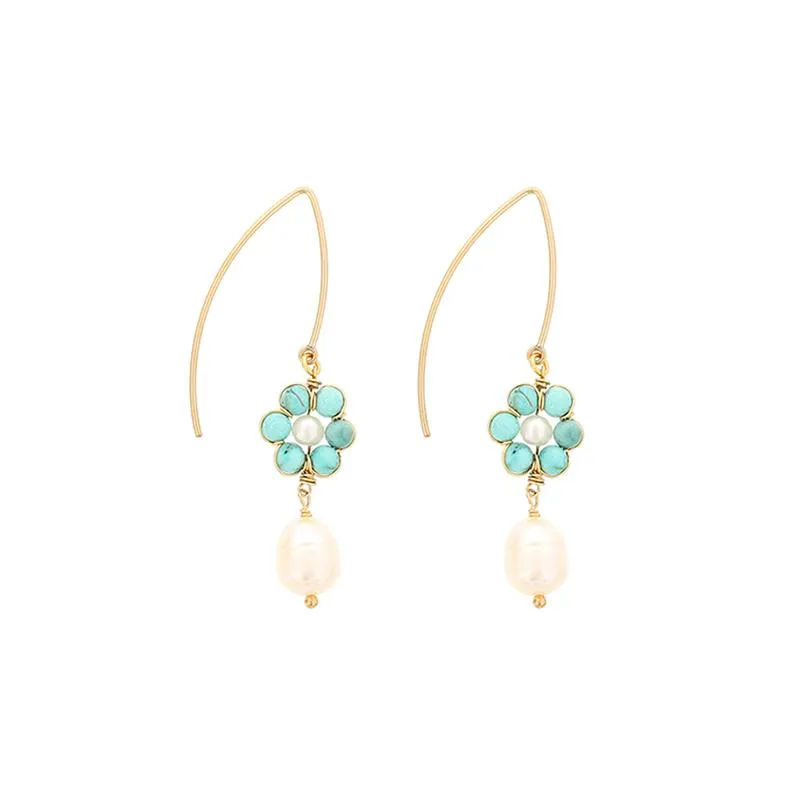BLUE TOPAZ DAISY EARRINGS