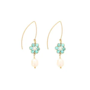 BLUE TOPAZ DAISY EARRINGS