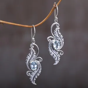Blue Topaz Sterling Silver Dangle Earrings from Indonesia - Morning Garden | NOVICA