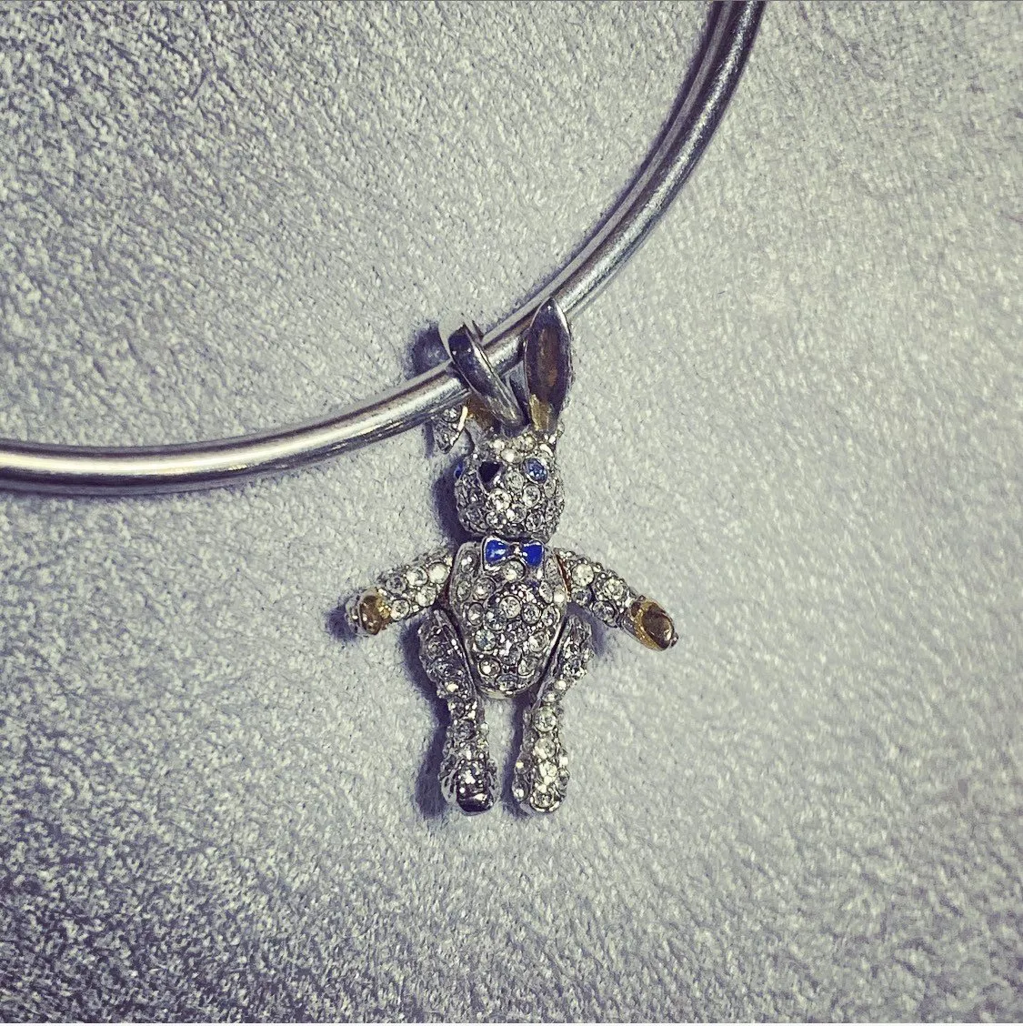 Bunny Rabbit Charm Bangle Bracelet Crystal by Bill Skinner