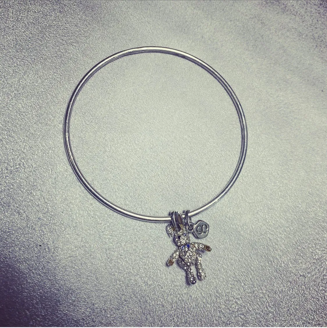 Bunny Rabbit Charm Bangle Bracelet Crystal by Bill Skinner