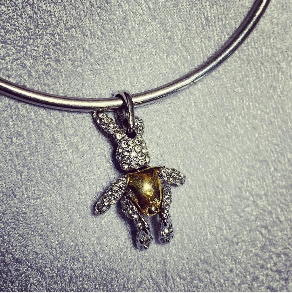 Bunny Rabbit Charm Bangle Bracelet Crystal by Bill Skinner