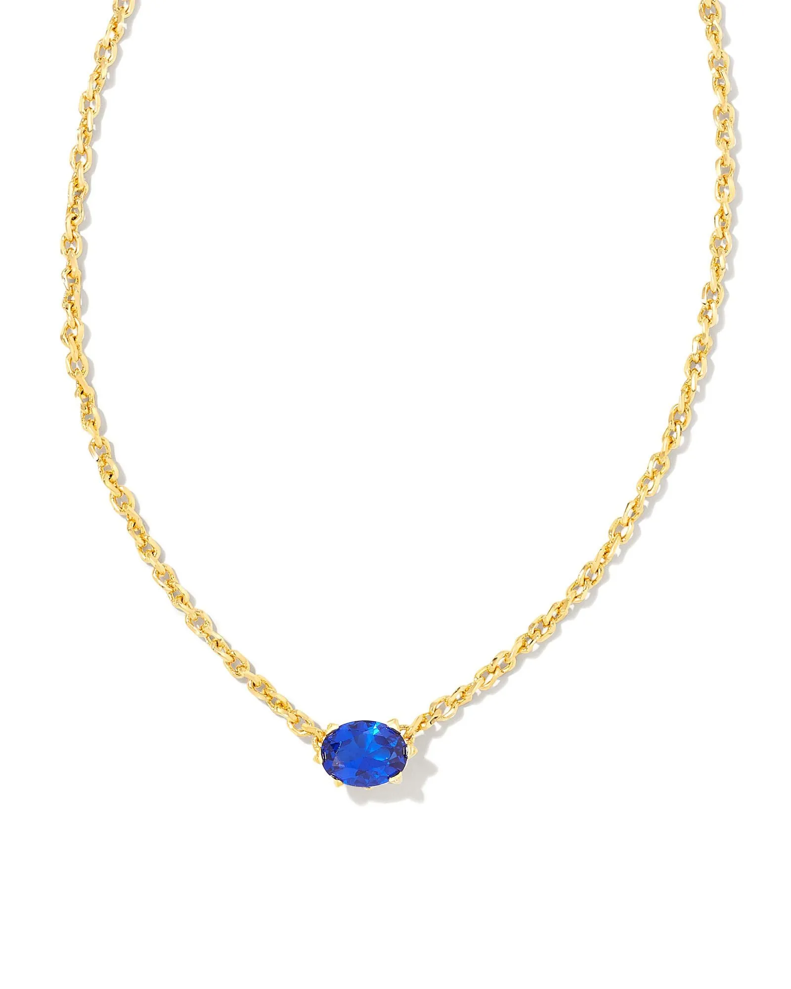Cailin Crystal Pendant Necklace In Gold - Blue Crystal