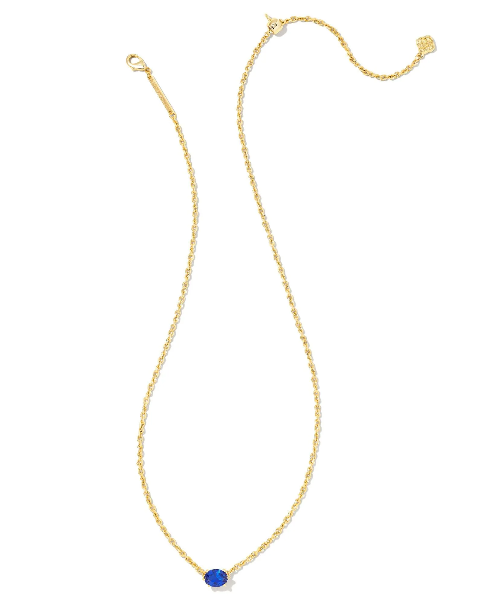 Cailin Crystal Pendant Necklace In Gold - Blue Crystal