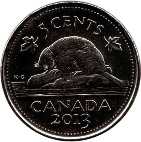 Canada Steel 2013 5 cents  (Elizabeth II) 3.95gr 0.945