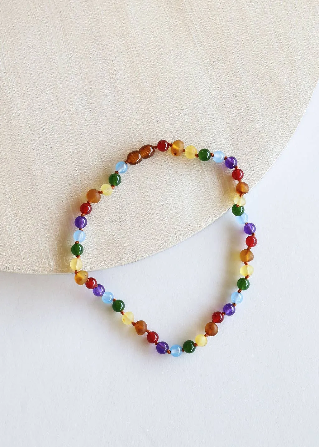 CanyonLeaf - Kids: Raw Amber   Gemstone Rainbow Necklace