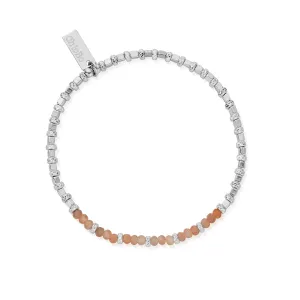 ChloBo Sterling Silver Peach Moonstone Sparkle Cube Bracelet