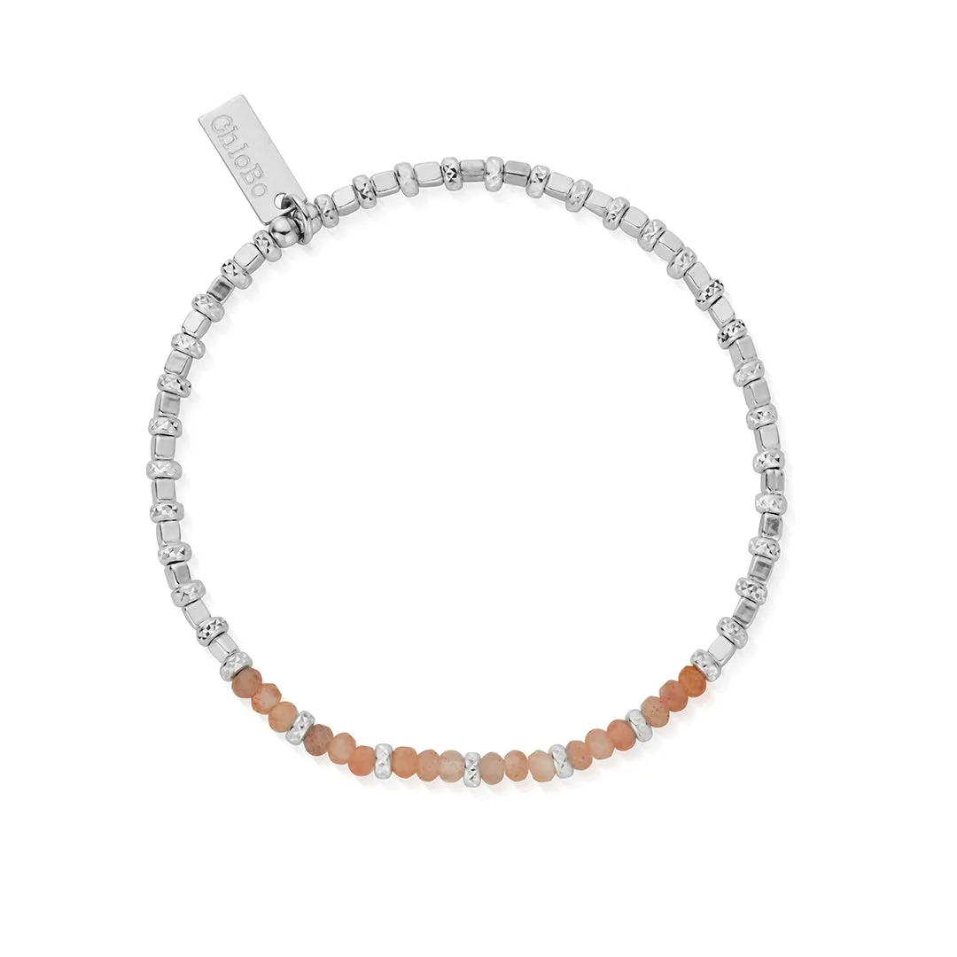 ChloBo Sterling Silver Peach Moonstone Sparkle Cube Bracelet