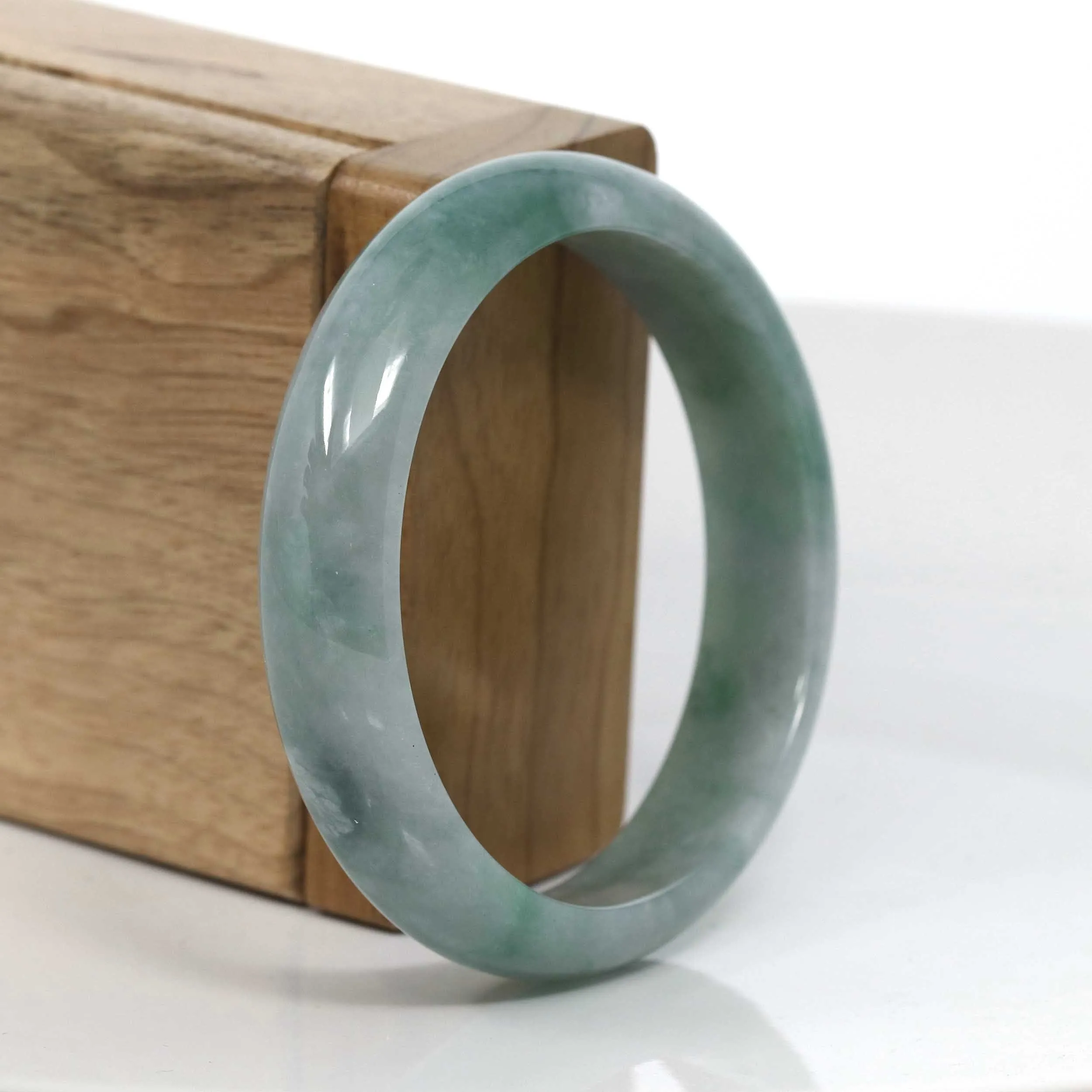 Classic Forest Green Natural Burmese Jadeite Jade Bangle (57.18 mm) #946
