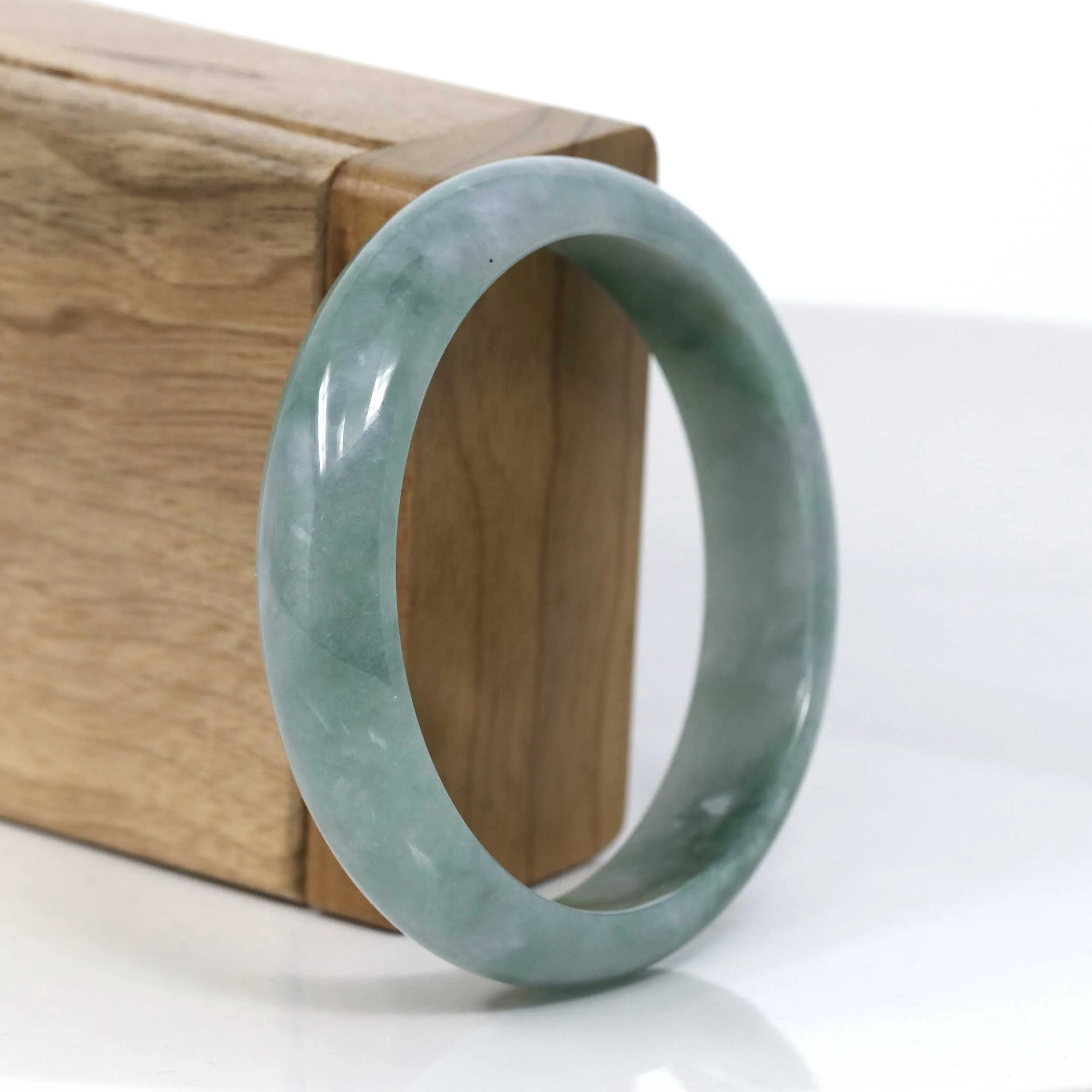Classic Forest Green Natural Burmese Jadeite Jade Bangle (57.18 mm) #946