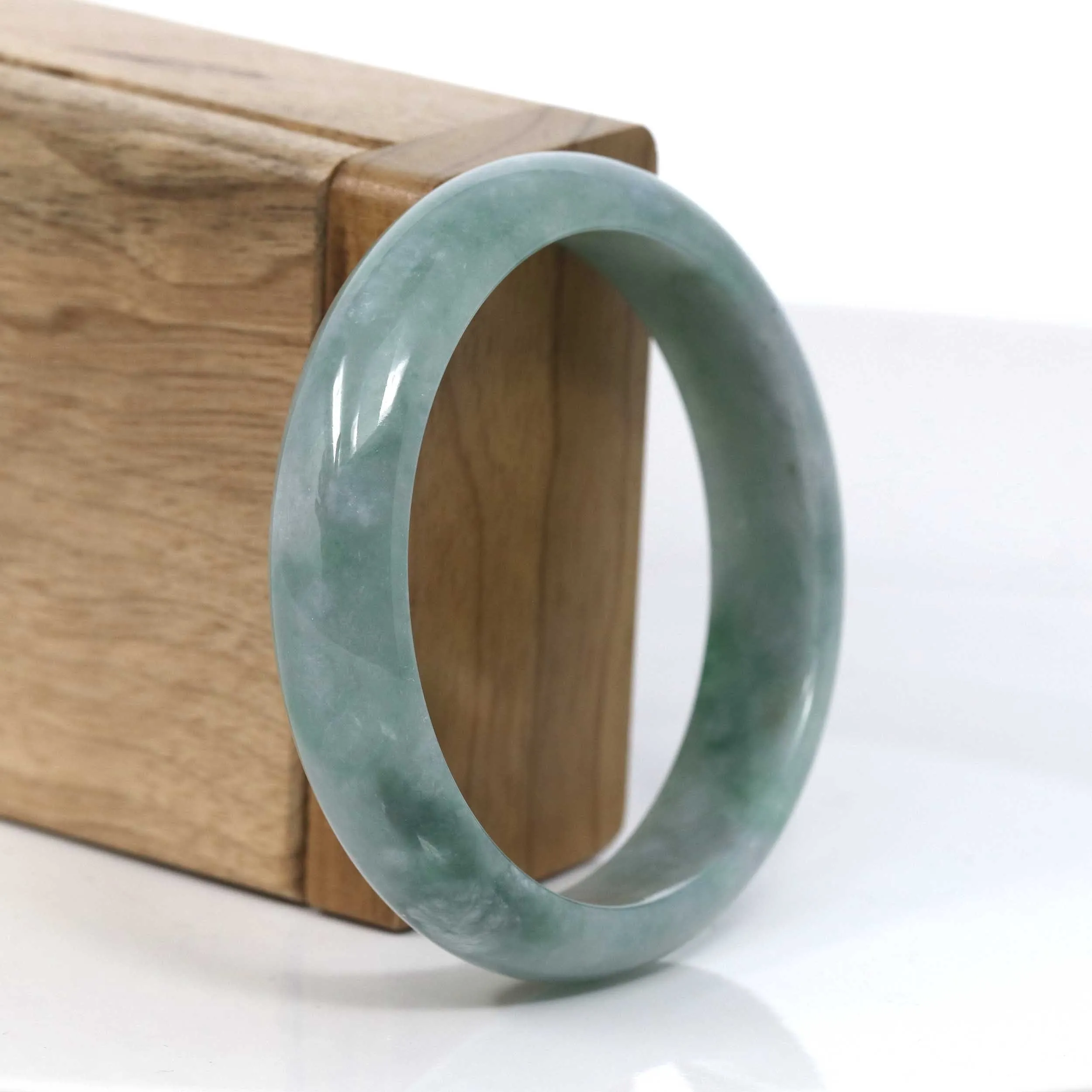 Classic Forest Green Natural Burmese Jadeite Jade Bangle (57.18 mm) #946