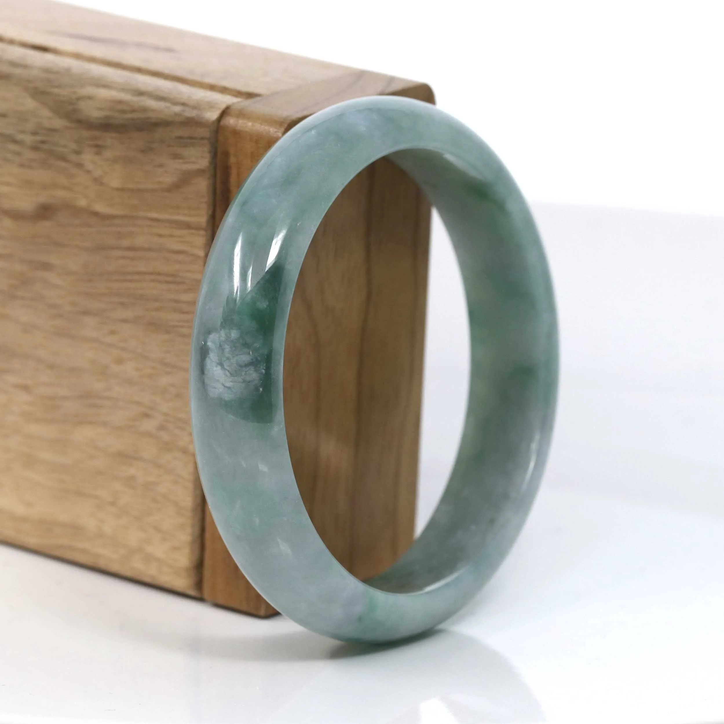 Classic Forest Green Natural Burmese Jadeite Jade Bangle (57.18 mm) #946