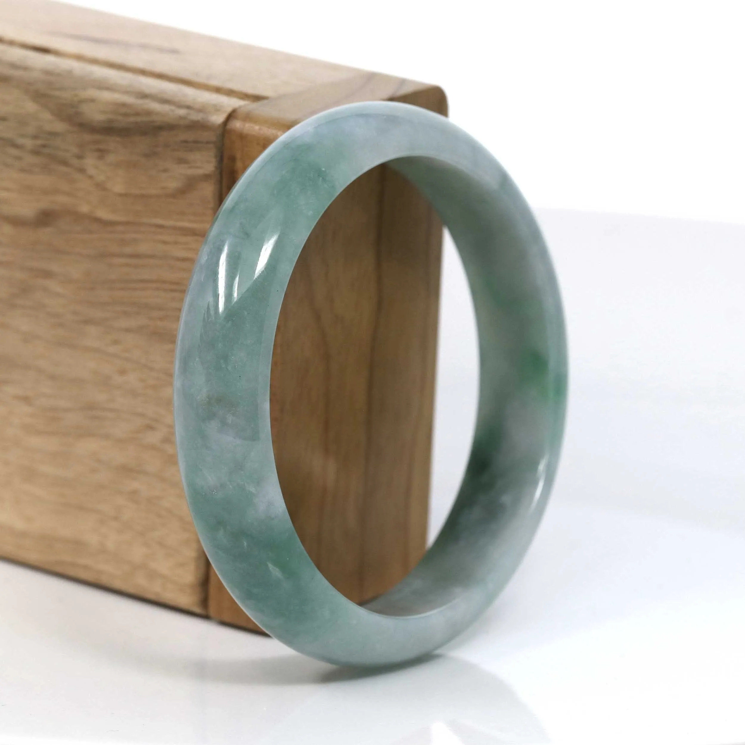 Classic Forest Green Natural Burmese Jadeite Jade Bangle (57.18 mm) #946