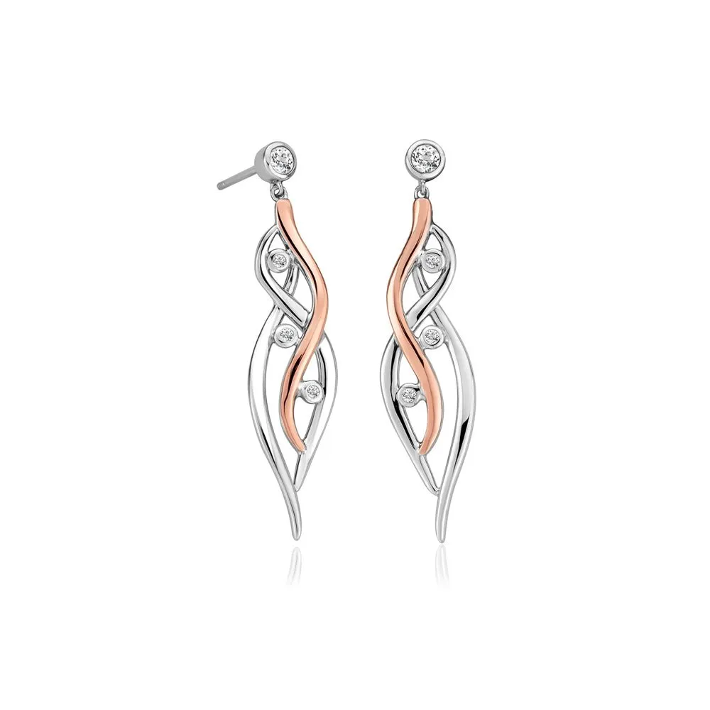 Clogau Swallow Falls Topaz Silver & Rose Gold Drop Earrings