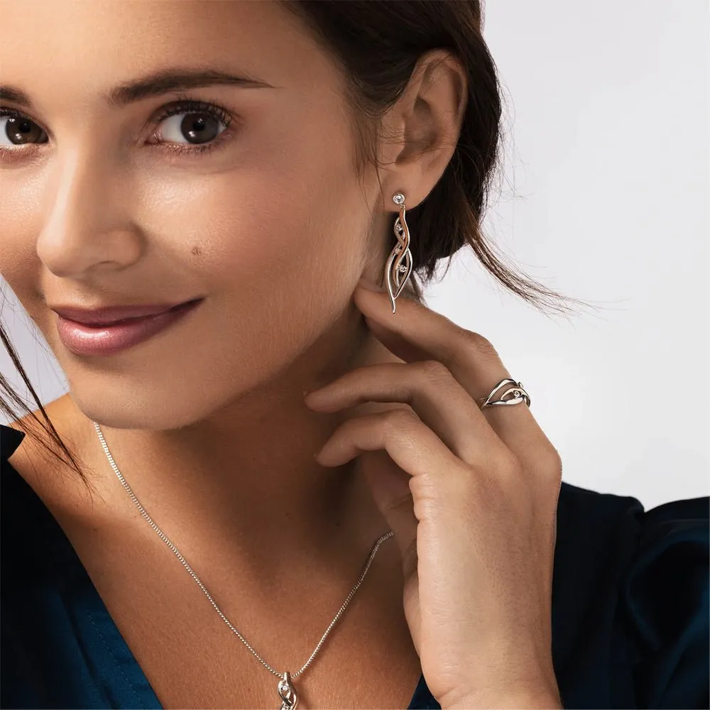 Clogau Swallow Falls Topaz Silver & Rose Gold Drop Earrings