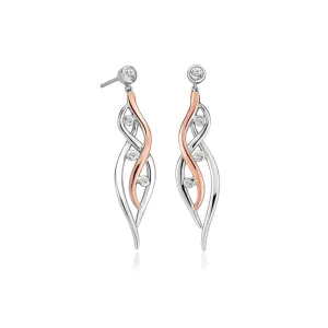 Clogau Swallow Falls Topaz Silver & Rose Gold Drop Earrings