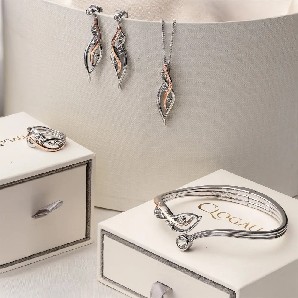 Clogau Swallow Falls Topaz Silver & Rose Gold Drop Earrings