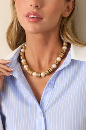 Close To You Vintage Gold & Pearl Beaded Necklace