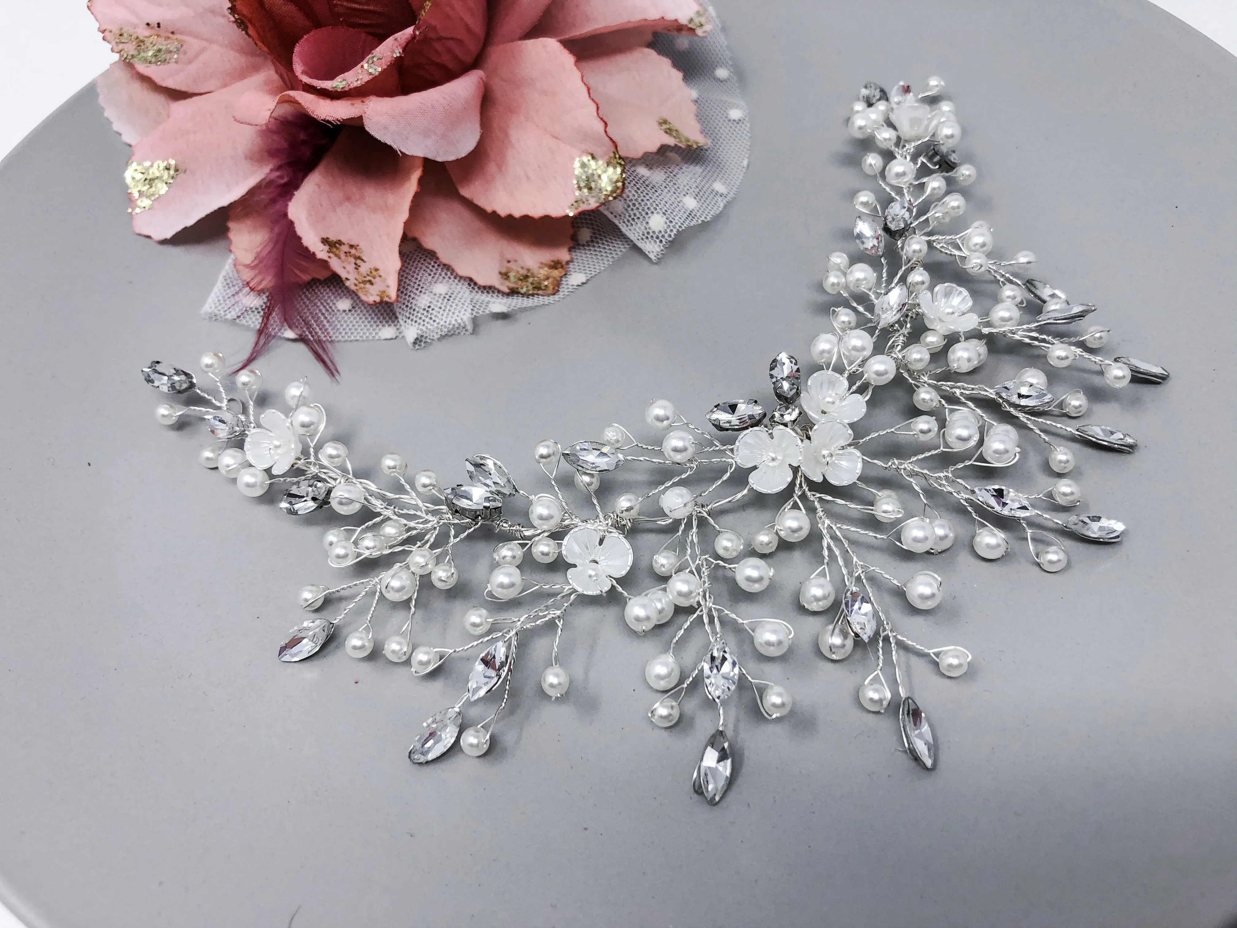 Cluster Pearl Bridal Hair Piece