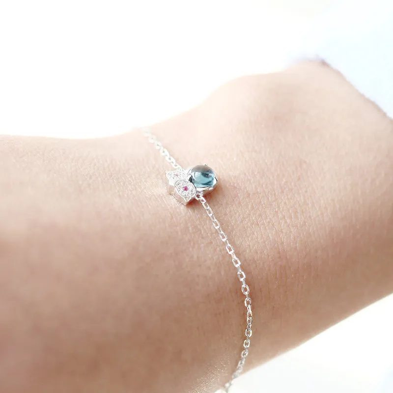 Cute Topaz Bracelet Gold Plated Silver Gemstone Jewelry Accessories Gift for Women