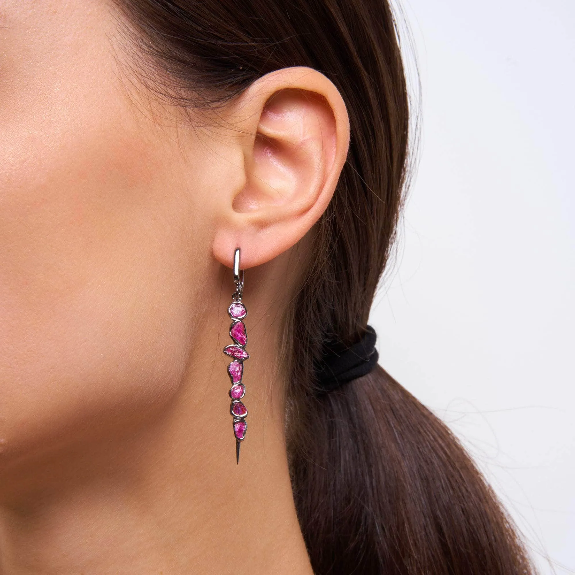 Dahlia Rough Ruby Earrings