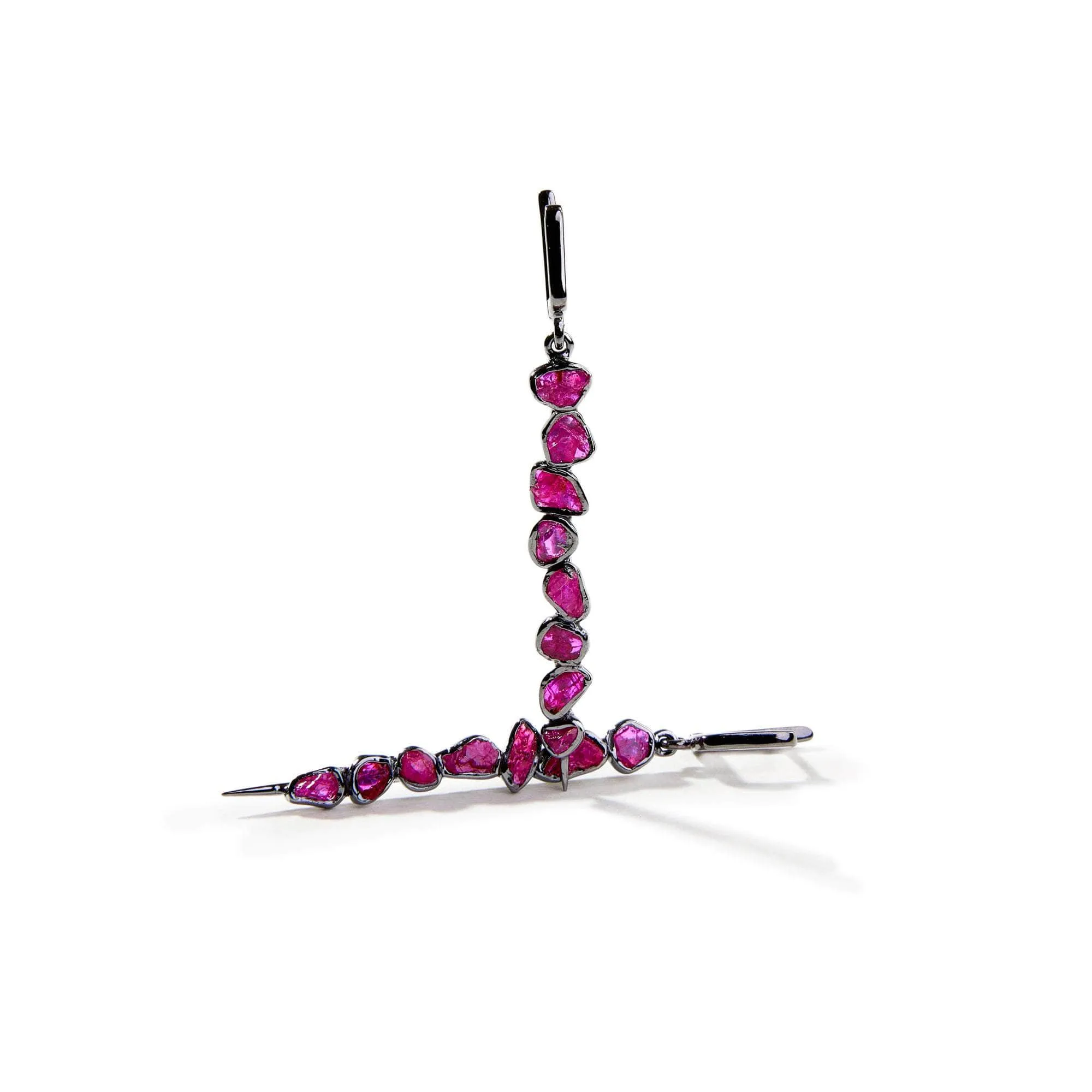 Dahlia Rough Ruby Earrings