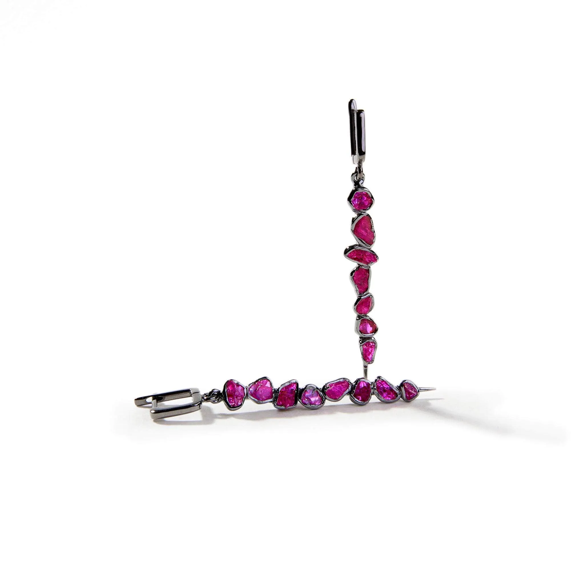 Dahlia Rough Ruby Earrings