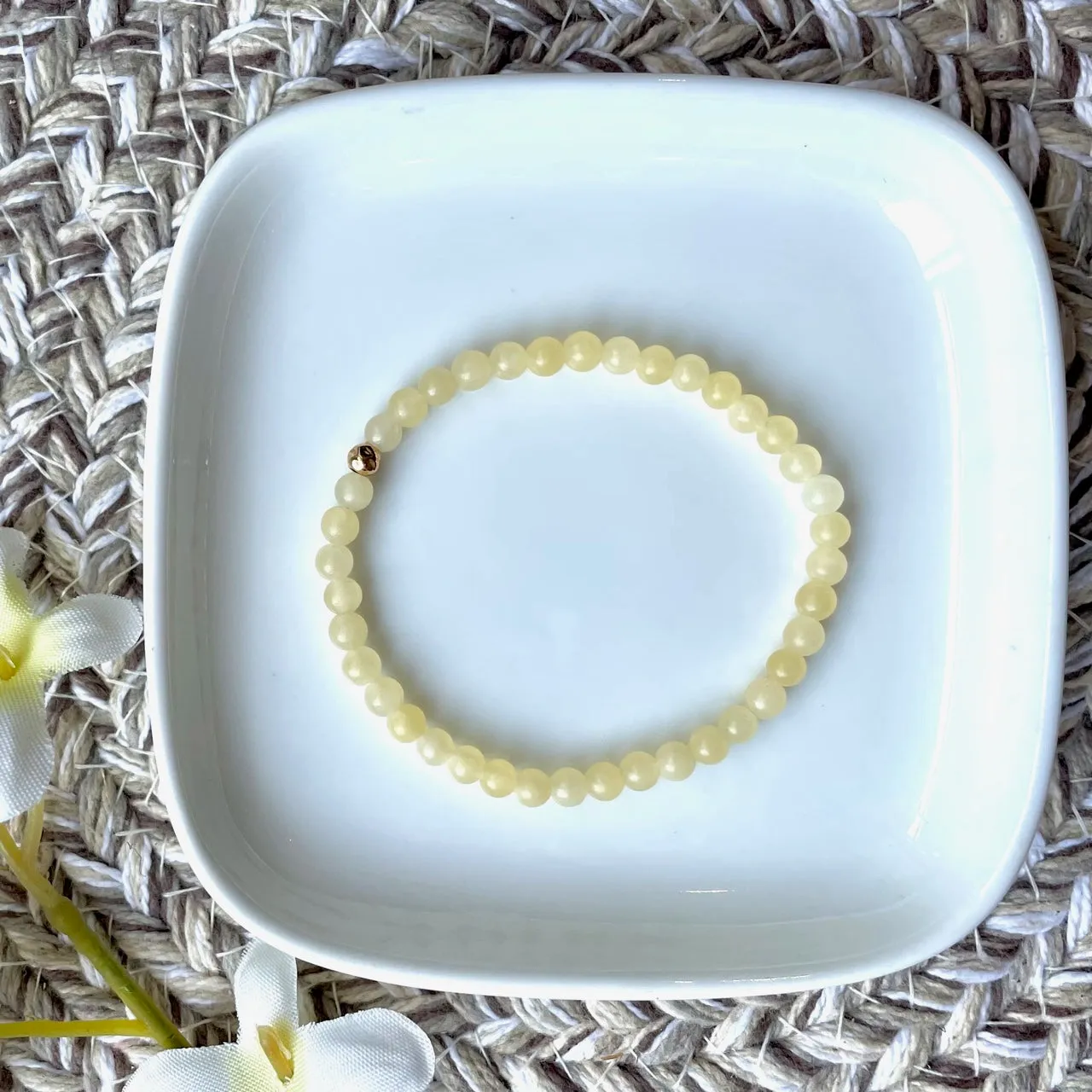 Dainty Serenity Bracelet - Yellow Jade