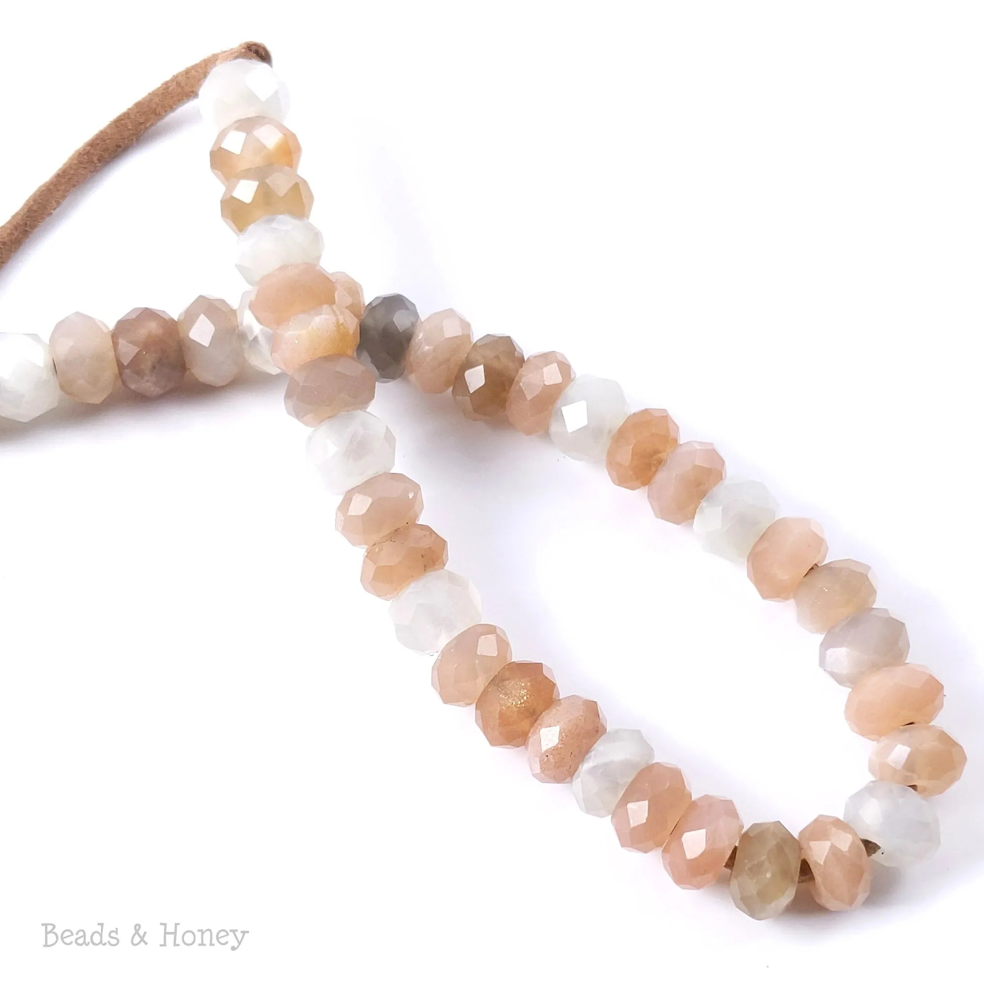 Dakota Stones Mixed Moonstone Large Hole Bead Diamond Cut Faceted Rondelle 8mm (8-Inch Strand)