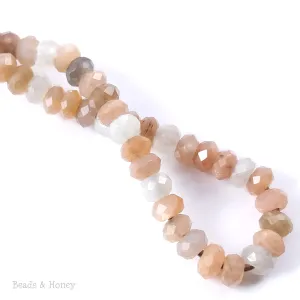 Dakota Stones Mixed Moonstone Large Hole Bead Diamond Cut Faceted Rondelle 8mm (8-Inch Strand)