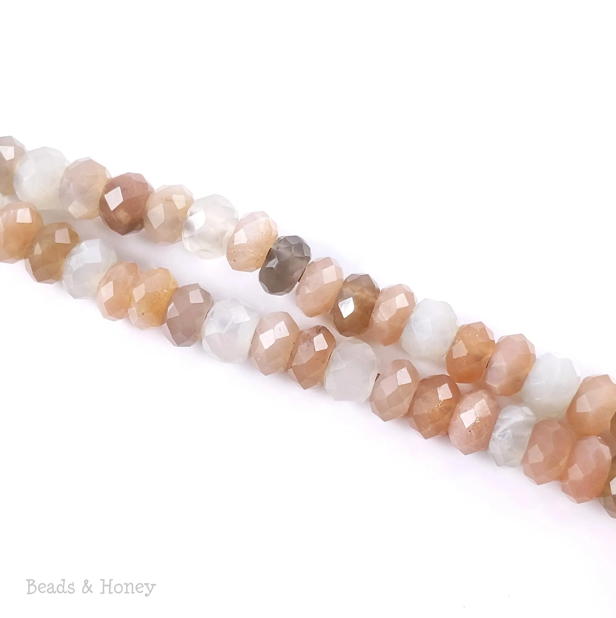 Dakota Stones Mixed Moonstone Large Hole Bead Diamond Cut Faceted Rondelle 8mm (8-Inch Strand)