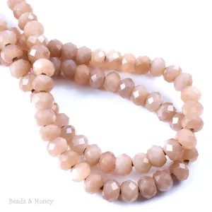 Dakota Stones Peach Moonstone Large Hole Bead Diamond Cut Faceted Rondelle 8mm (8-Inch Strand)