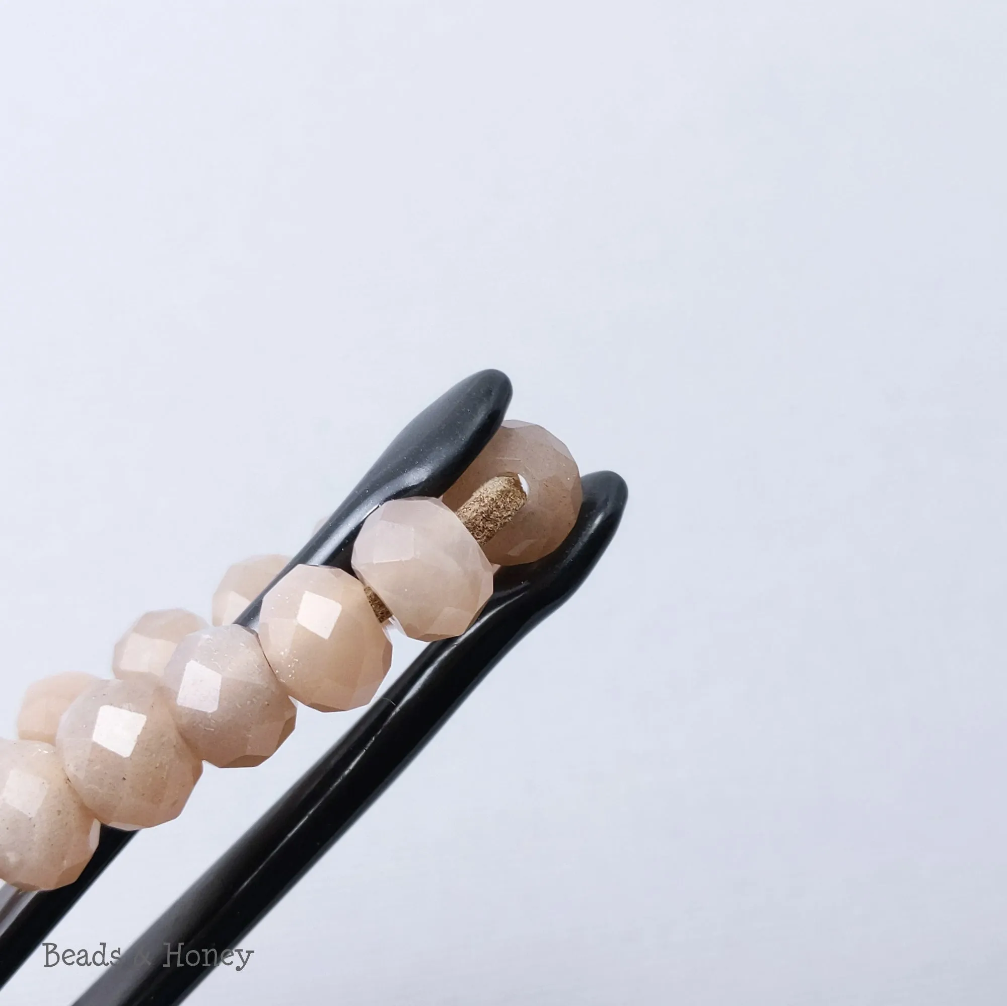 Dakota Stones Peach Moonstone Large Hole Bead Diamond Cut Faceted Rondelle 8mm (8-Inch Strand)