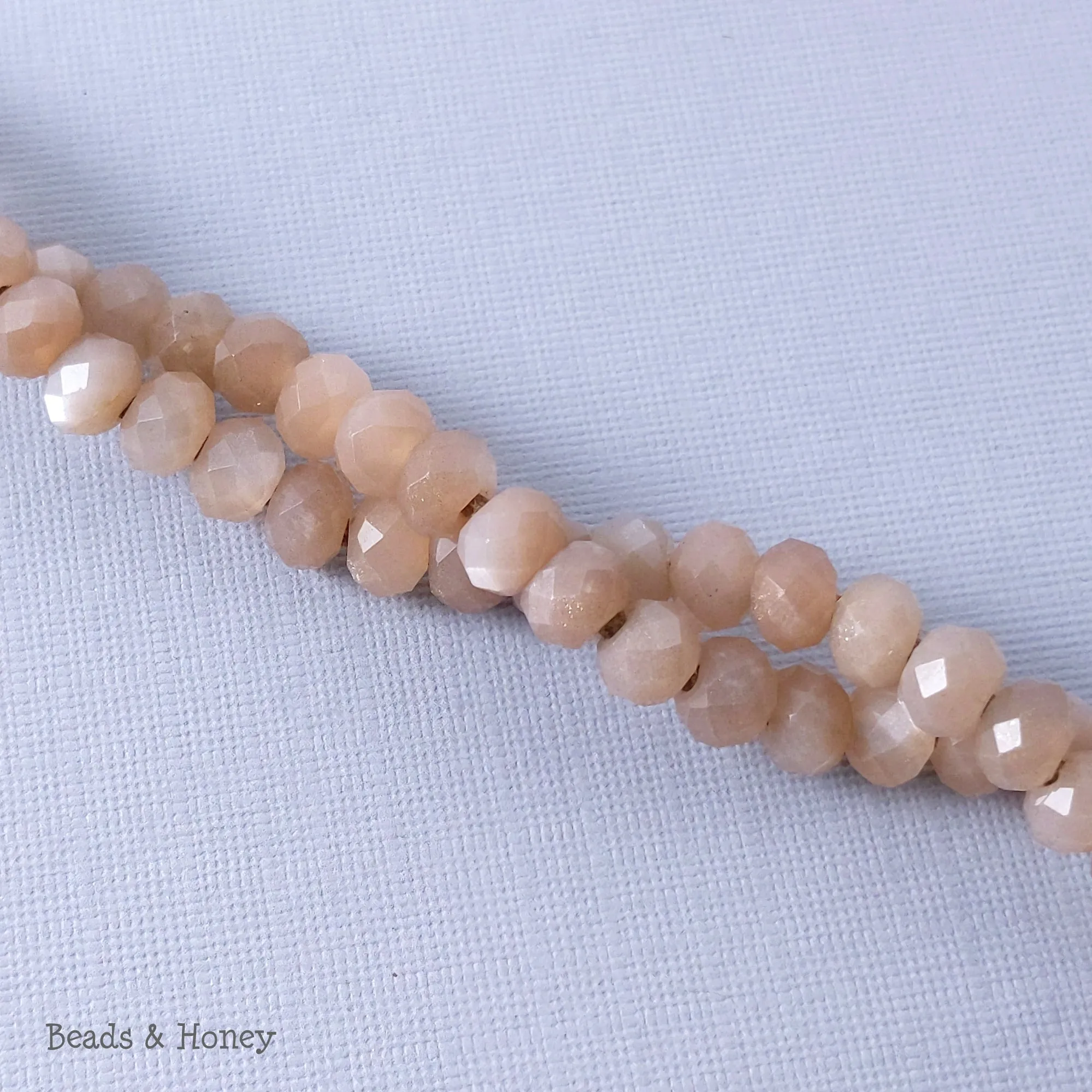 Dakota Stones Peach Moonstone Large Hole Bead Diamond Cut Faceted Rondelle 8mm (8-Inch Strand)